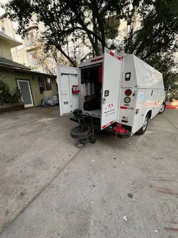 Magnet Plumbing service vehicle on-site for Slab Leak Repair in La Fresa